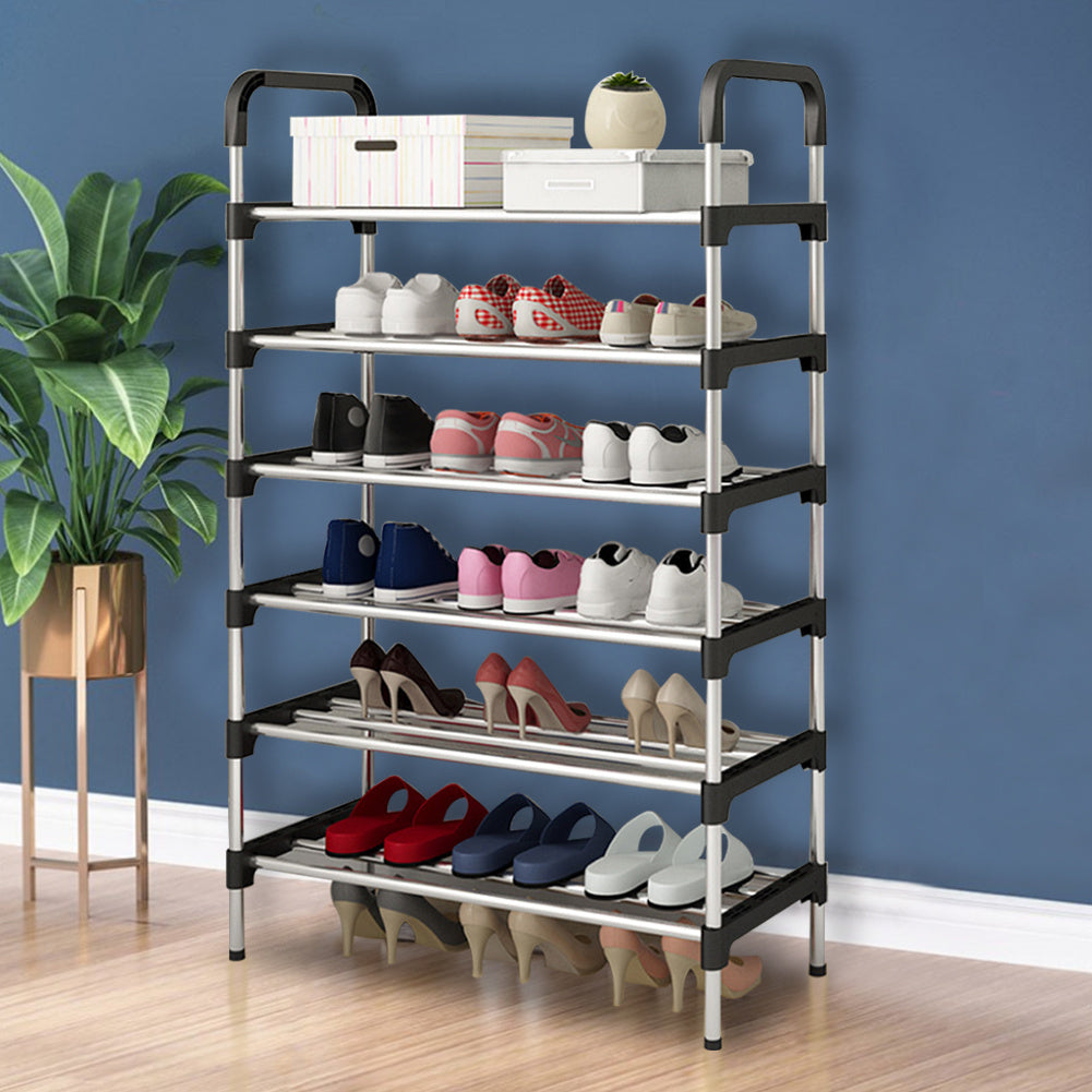 6 Tier Metal Shoe Rack Shoe Storage Organiser, Free Standing Durable Narrow Shoe Rack, Vertical Slim Shoe Tower, Multi Functional Heavy Duty Storage Unit Shoe Stand, Entryway Shoe Holder Space Saving Shoe Shelf Shoe Organizer for Closet Living Room Bedro Dropshipman