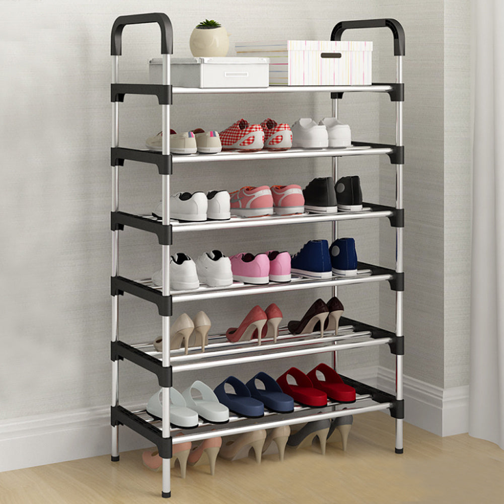 6 Tier Metal Shoe Rack Shoe Storage Organiser, Free Standing Durable Narrow Shoe Rack, Vertical Slim Shoe Tower, Multi Functional Heavy Duty Storage Unit Shoe Stand, Entryway Shoe Holder Space Saving Shoe Shelf Shoe Organizer for Closet Living Room Bedro Dropshipman