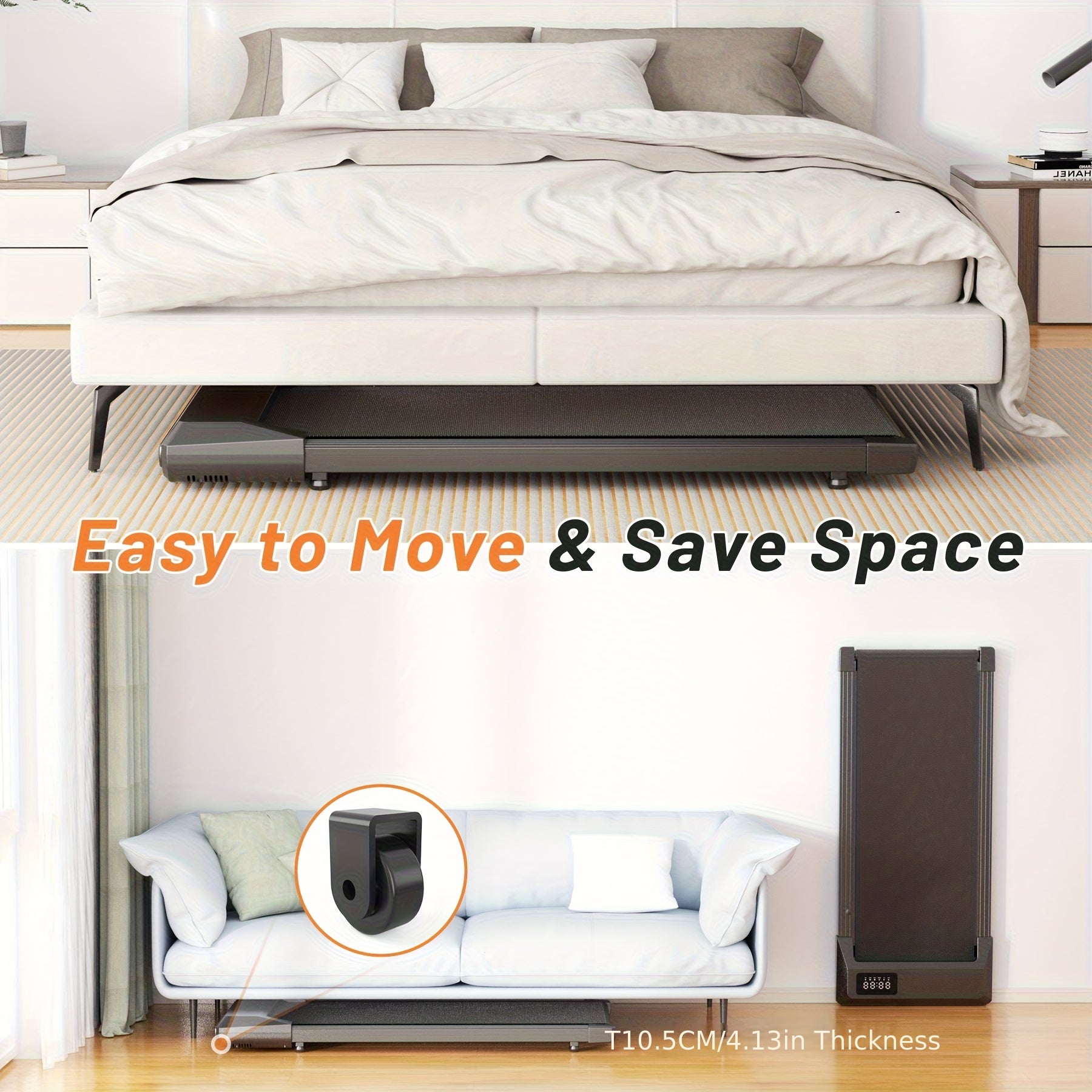 Superun Under Desk Walker, Portable 90Cm Walking Pad Quiet Walking Jogging Machine 136Kg Capacity for Office Home Use, Without Battery Dropshipman