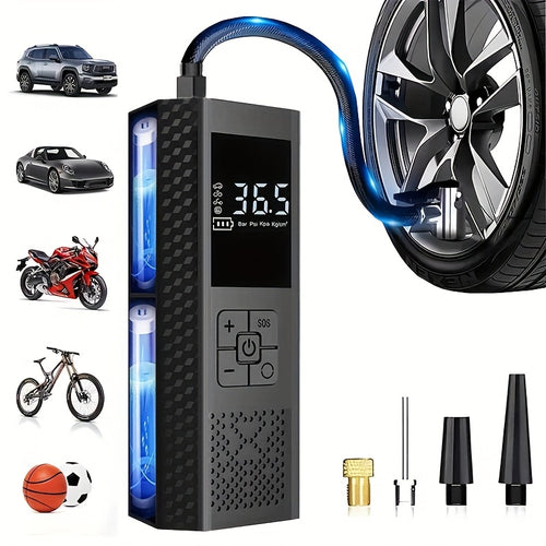 150PSI Portable Air Compressor with Tire Pressure Gauge & LED Display - 3X Faster One-Touch Smart Cordless Tire Inflator, Usb-Powered, Rechargeable Battery Dropshipman