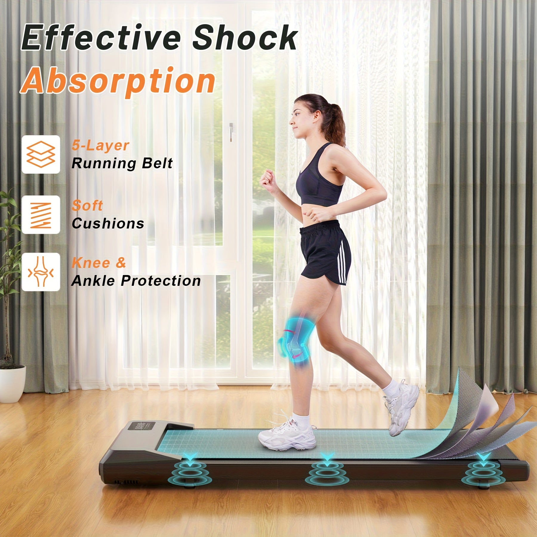 Superun Under Desk Walker, Portable 90Cm Walking Pad Quiet Walking Jogging Machine 136Kg Capacity for Office Home Use, Without Battery Dropshipman