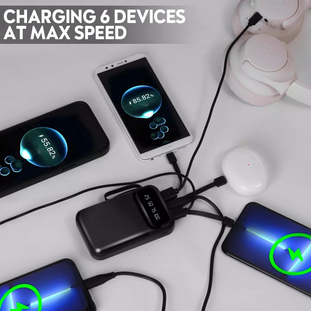 20000mAh Large Capacity 4-in-1 Power Bank, Fast Charging Portable USB Charger with LED Digital Screen for All Phones Dropshipman