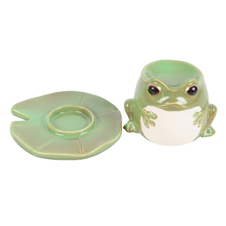 Frog Shaped Oil Burner and Lily Pad Plate