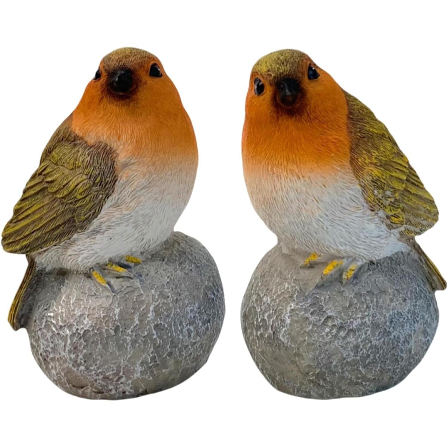 2Pcs Robin Garden Ornaments Outdoor - Weather Resistant Outdoor Bird Statues | Versatile Robin Plant Pal Home Garden Lawn Ornament Decoration | Simulated Robin Bird for Grave Ornaments Dropshipman