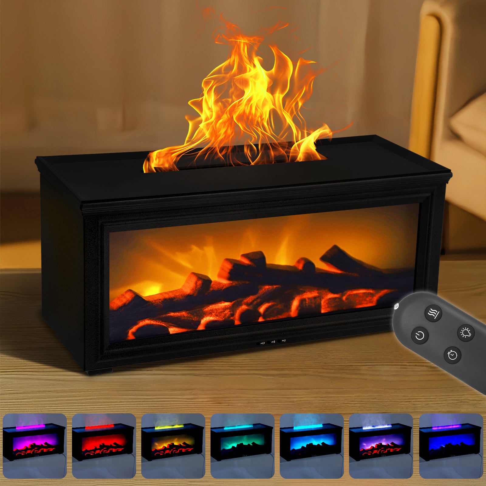 3D Flame Aromatherapy Diffuser, 7 Color Dimmable with Remote Control, Ultra Quiet Humidification, Timer & Auto Shut-Off, Ideal for Yoga Meditation Bedroom Living Room Dropshipman