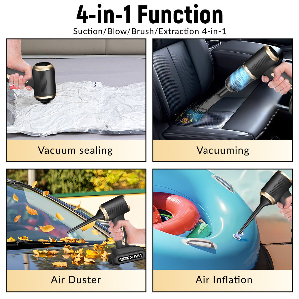 4-in-1 Cordless Vacuum & Air Pump, Portable Wireless Cordless Vacuum Cleaner, High-Power Blower for Pet Hair, brushless motor, Car Interior & Keyboard, Perfect Christmas Gift for Car Owners & Pet Parents. Suitable for Car, Home, Office, Camping, Computer Dropshipman